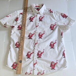 Denim and Flowers Men's White smal Santa Print Shirt
